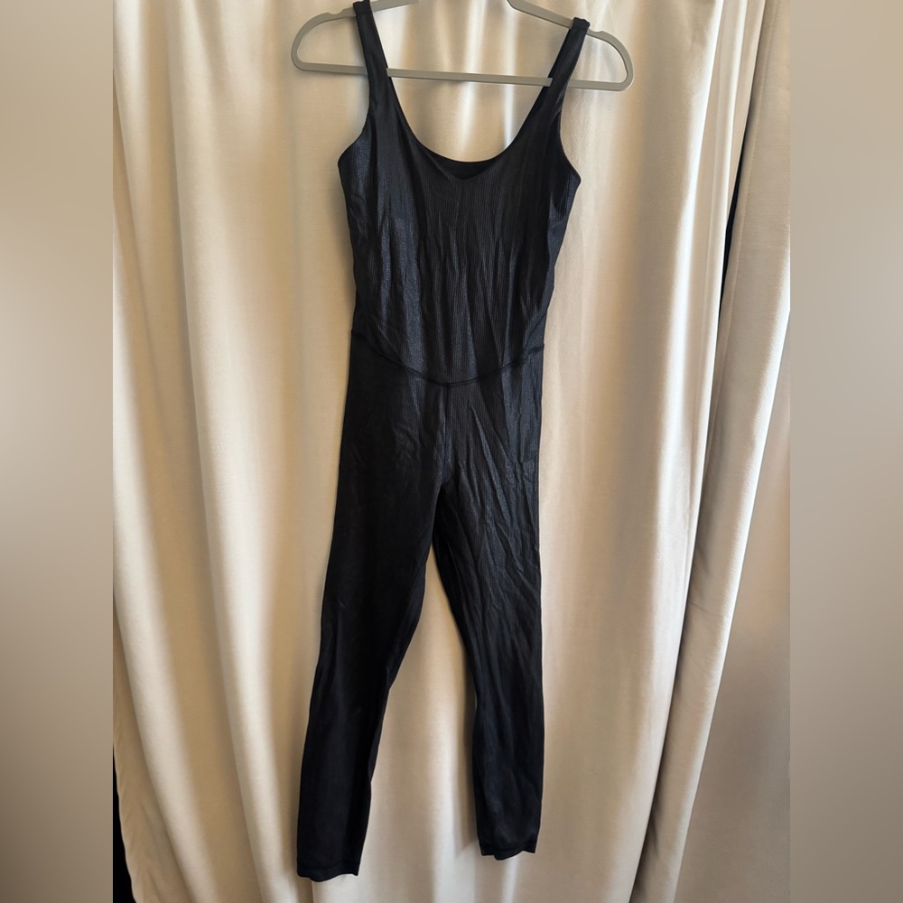 Lululemon Align Black Ribbed bodysuit 25” - shimmer Jumpsuit